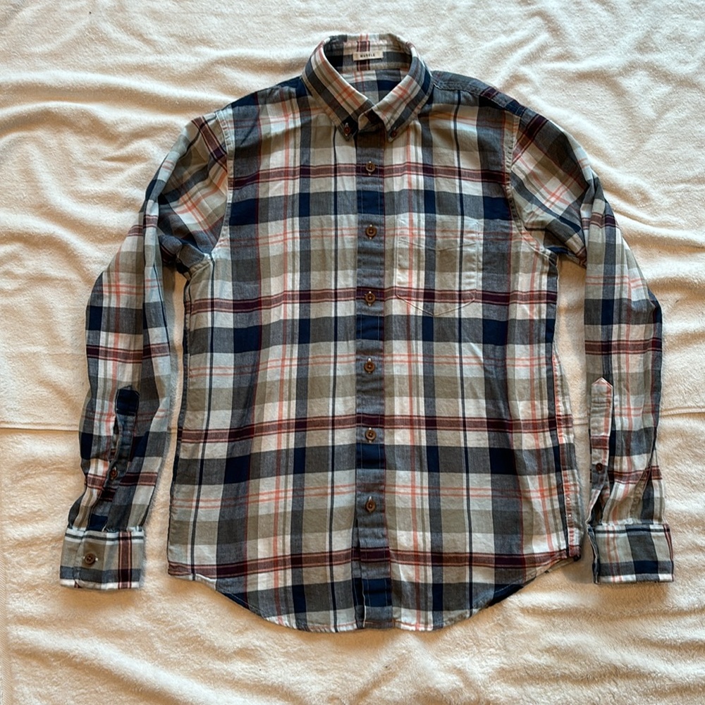 Abercrombie and Fitch plaid linen blend shirt